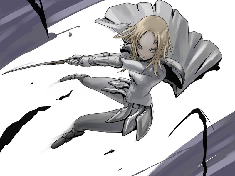 Blonde warrior in action