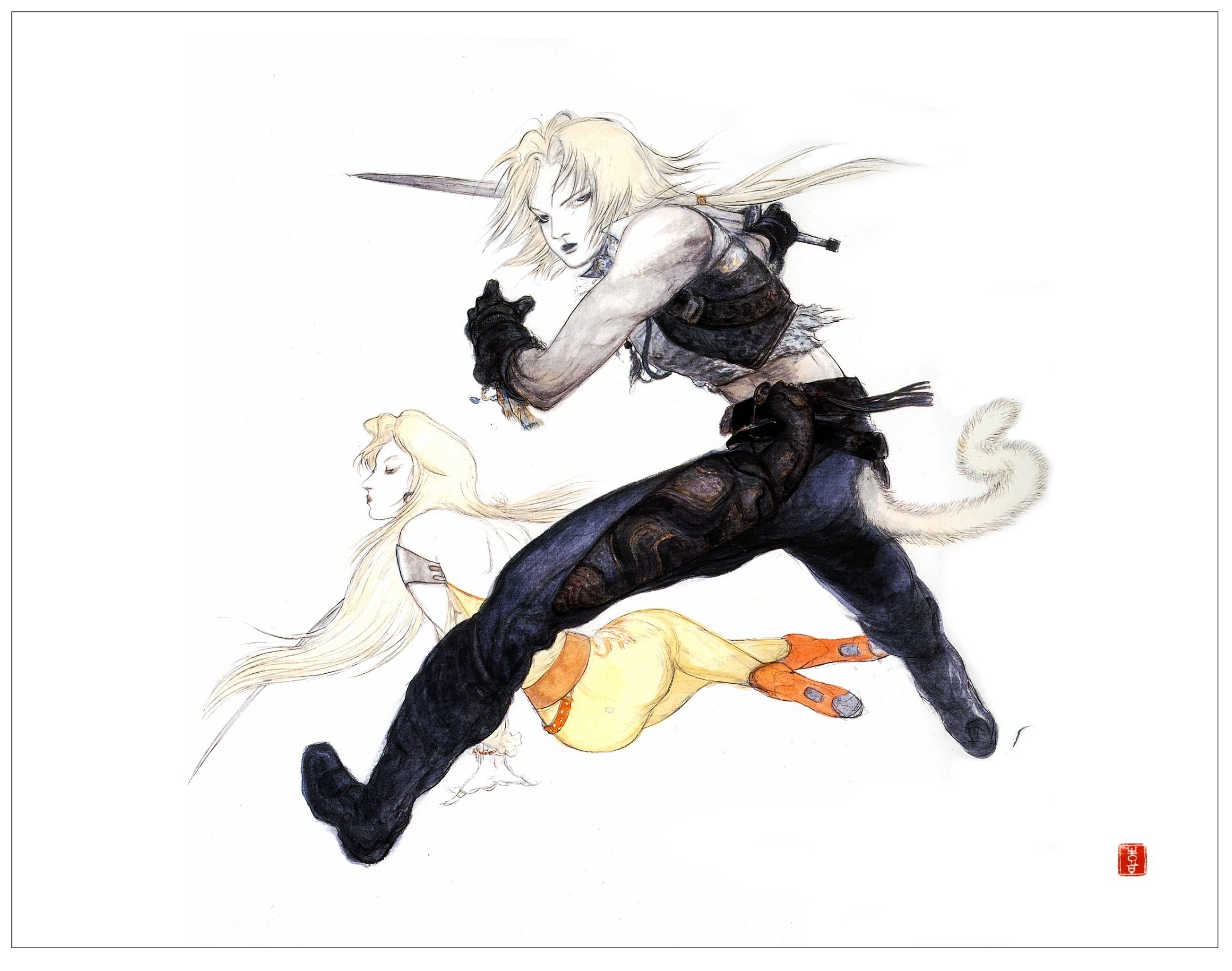 Blonde warrior in action