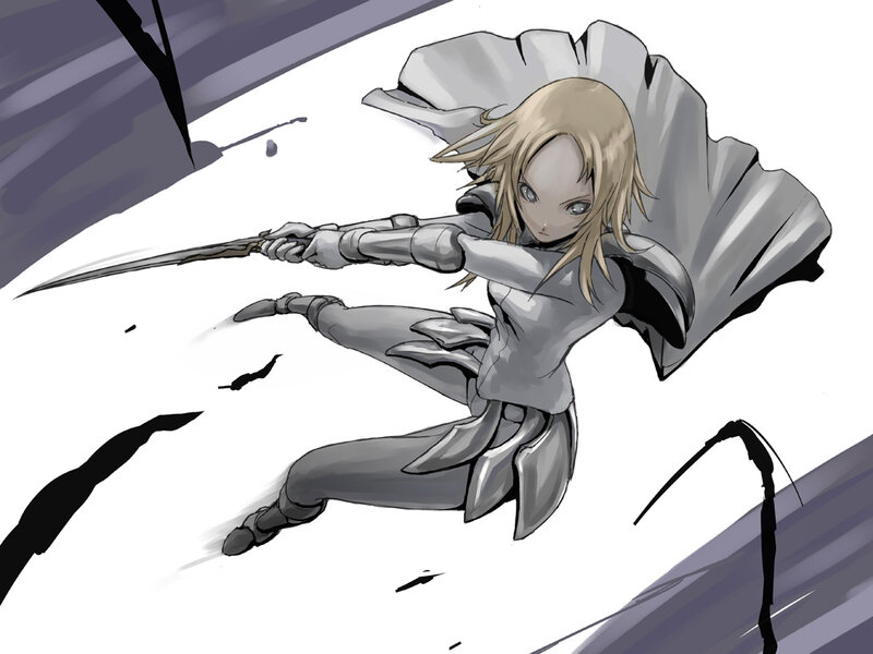 blonde warrior in action