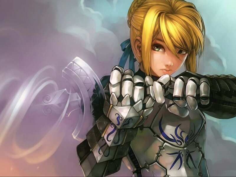 Blonde Warrior in Armor — Silver, Dramatic
