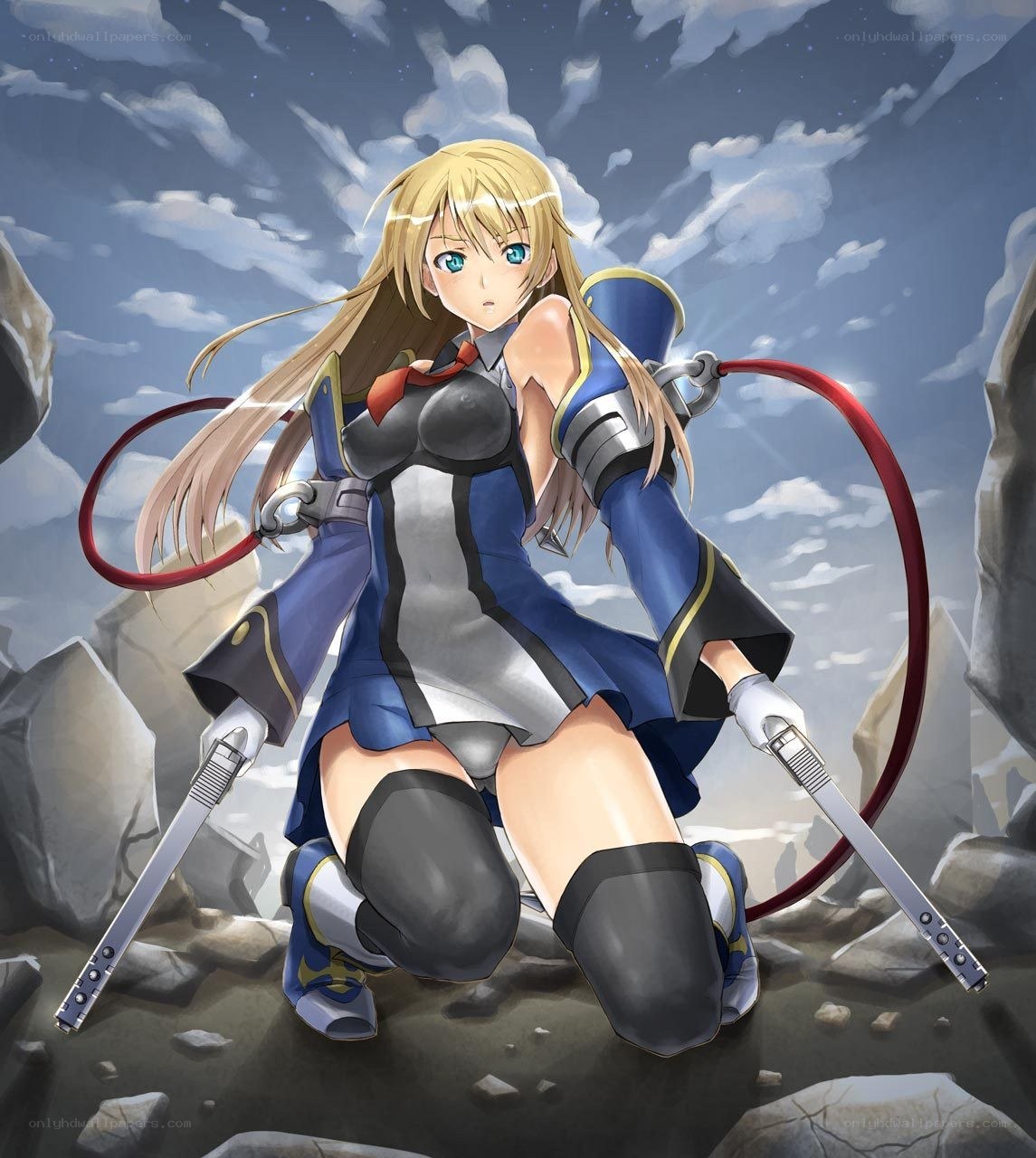 Blonde warrior in blue armor