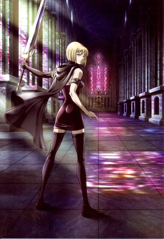 Blonde warrior in cathedral