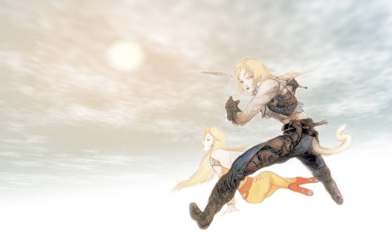Blonde warrior in flight