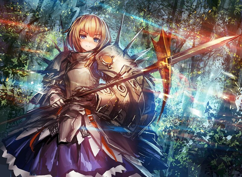 Blonde warrior in forest