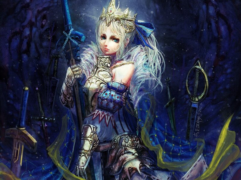 Blonde warrior queen in armor