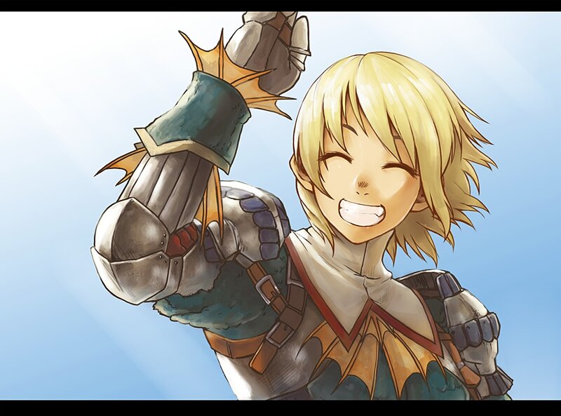 blonde warrior smiling