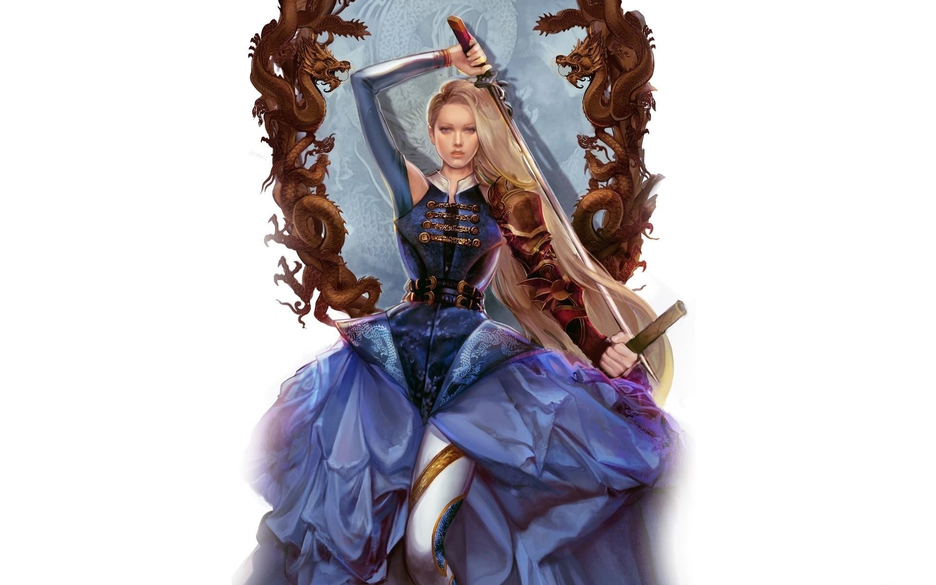 Blonde warrior with dragon sword