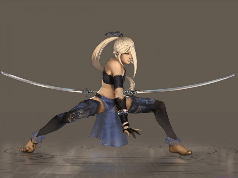 Blonde warrior with dual swords