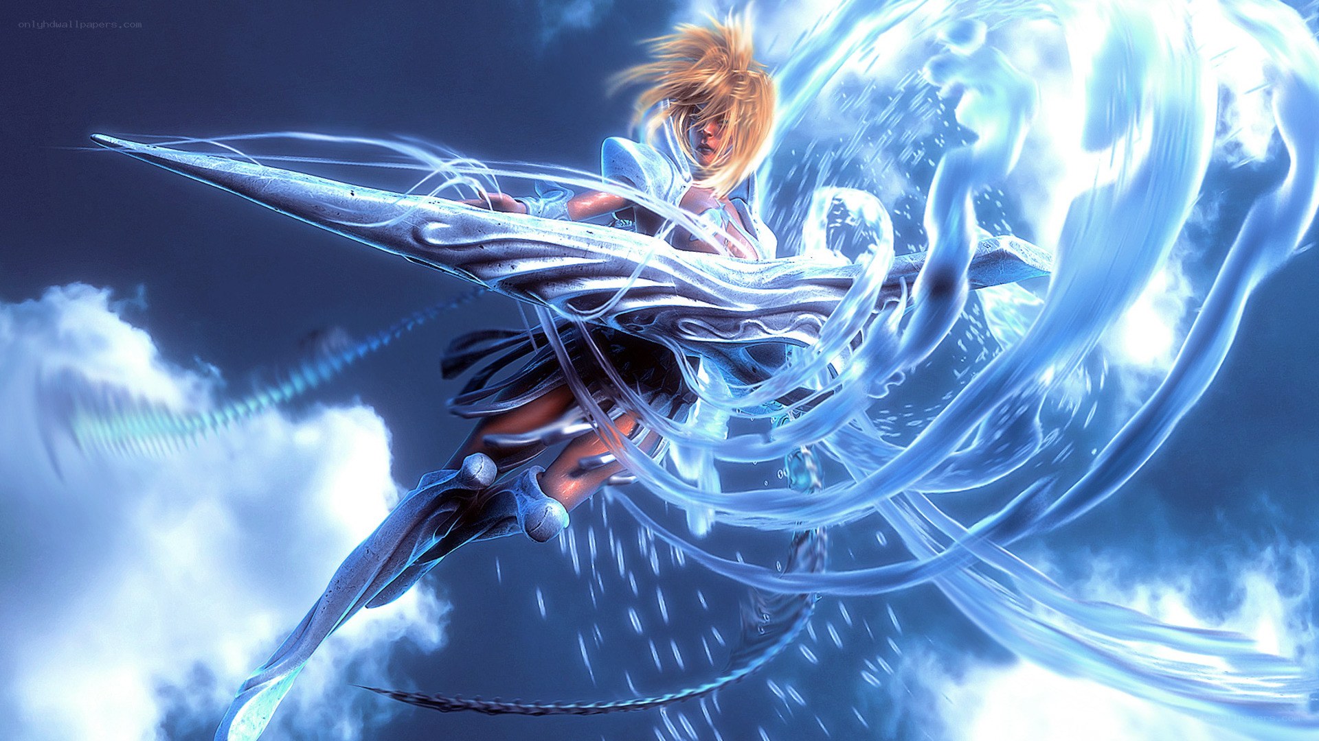 Blonde warrior with energy blade