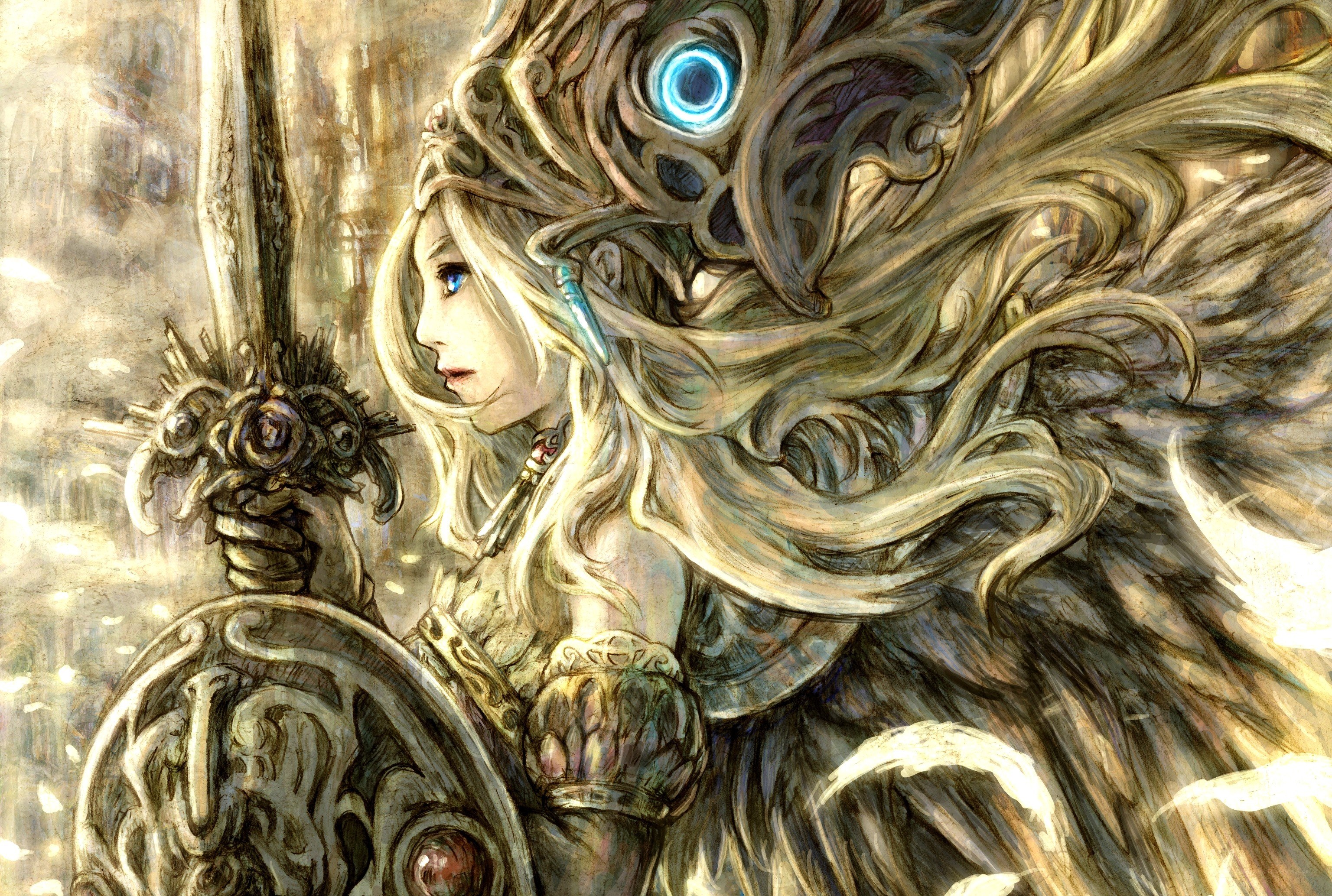 Blonde warrior with glowing eye