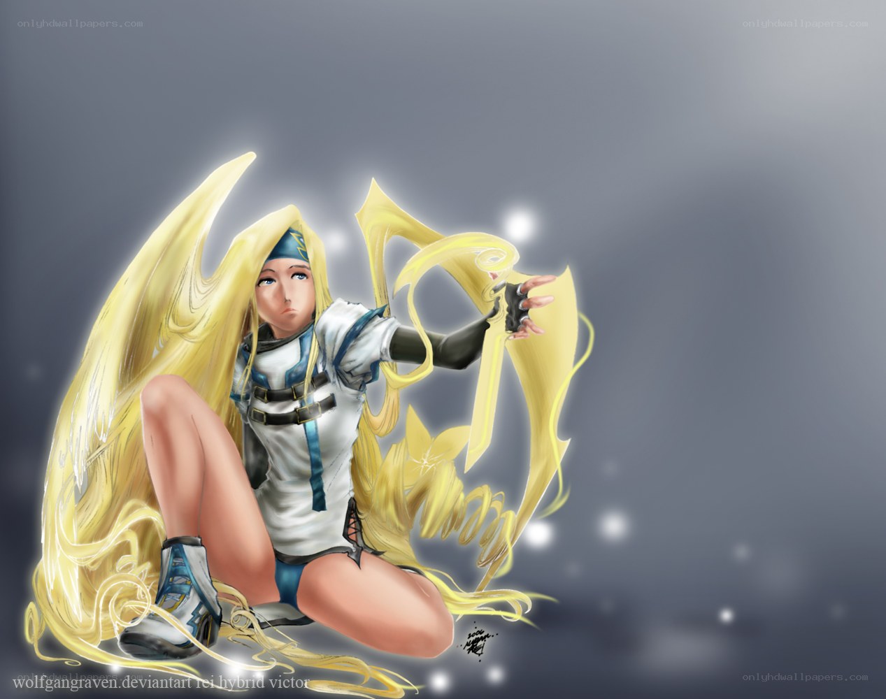 Blonde warrior with glowing hair