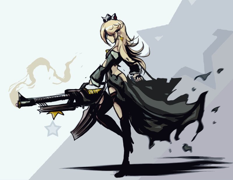 Blonde warrior with gun