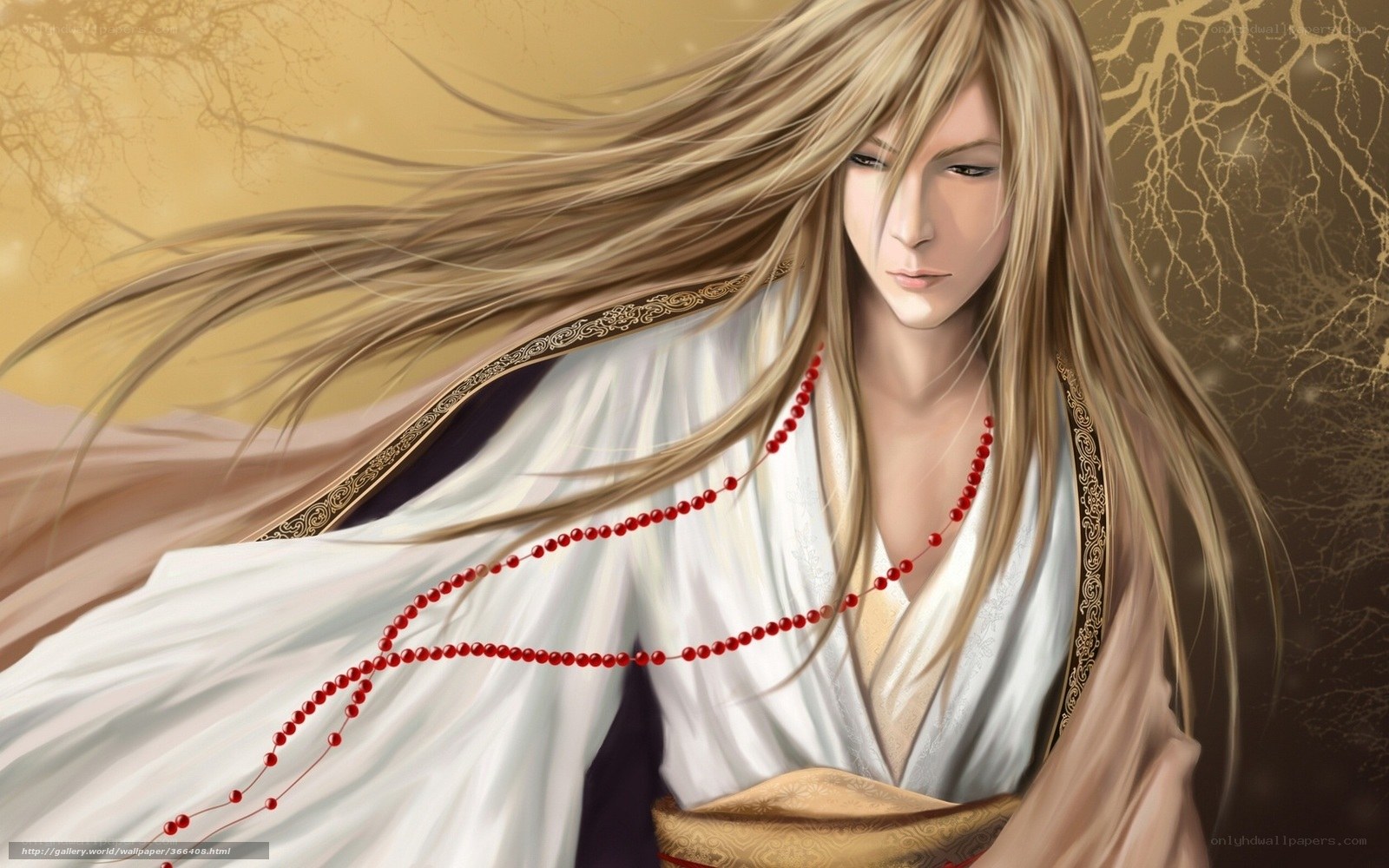Blonde warrior with red beads