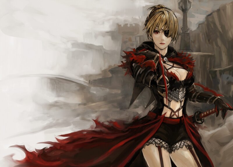 Blonde warrior with red cape