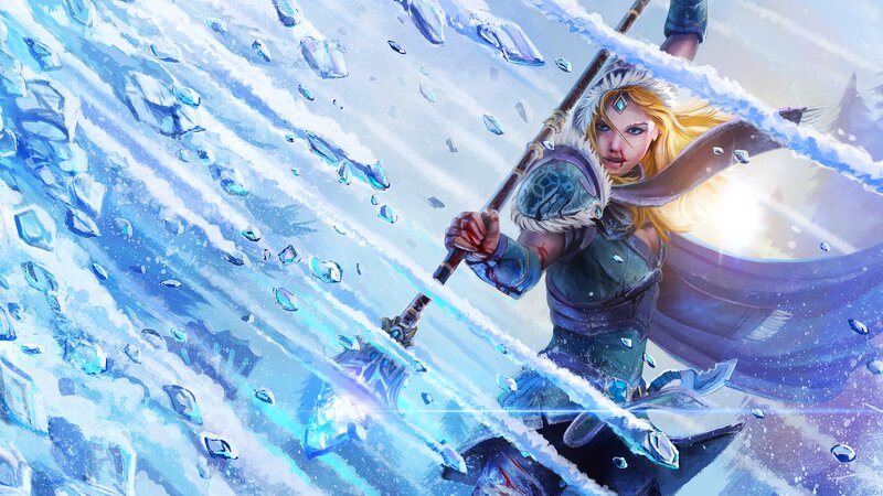 Blonde Warrior with Spear — Blue