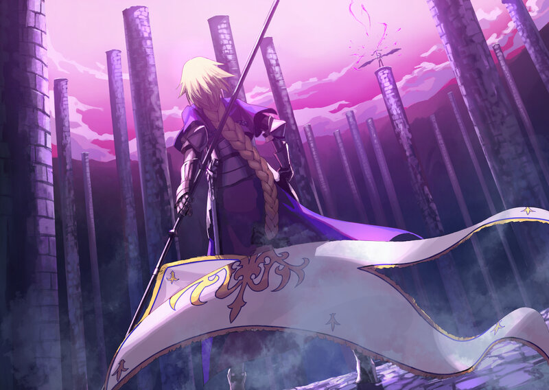Blonde Warrior with Spear — Purple, Dramatic