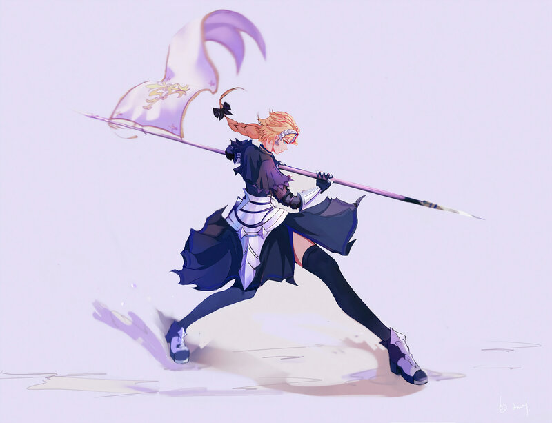 Blonde Warrior with Spear — Purple