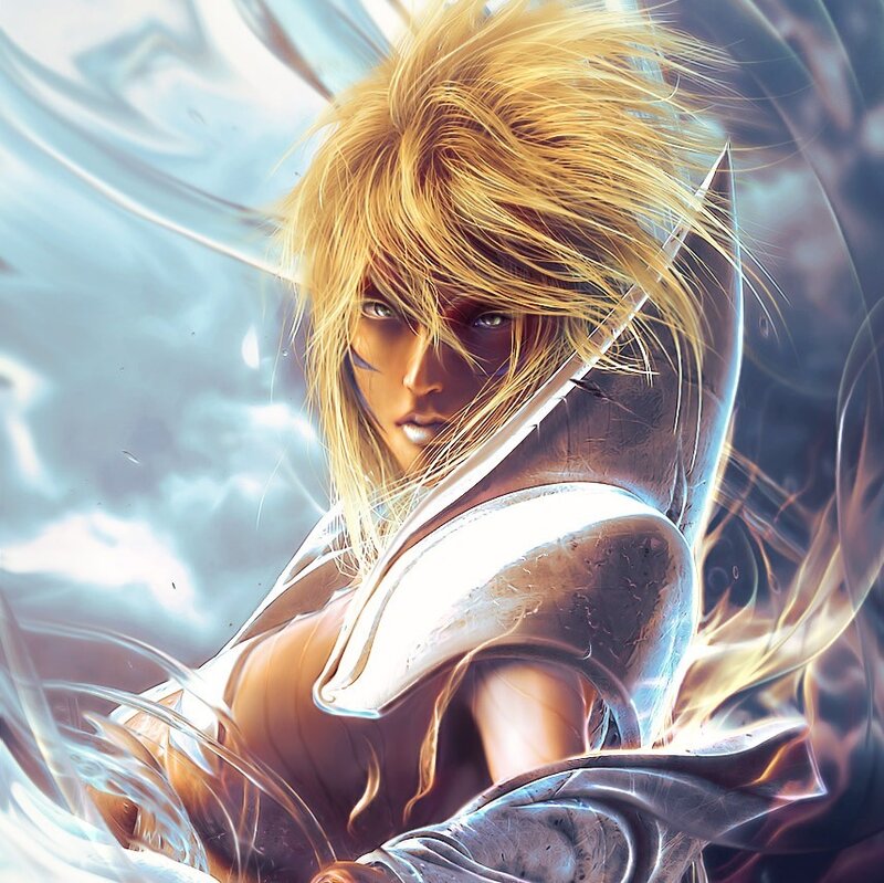 Blonde Warrior with Sword — Gold