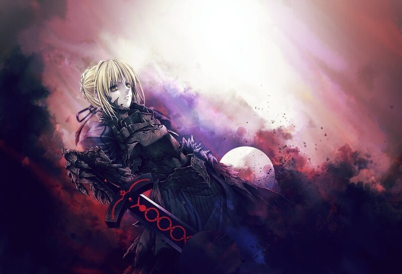 Blonde Warrior with Sword — Purple
