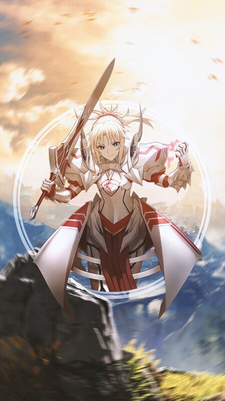 Blonde Warrior with Sword — White, Dramatic