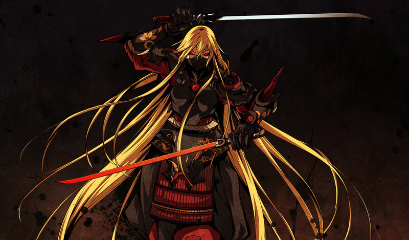 Blonde Warrior with Swords — Black