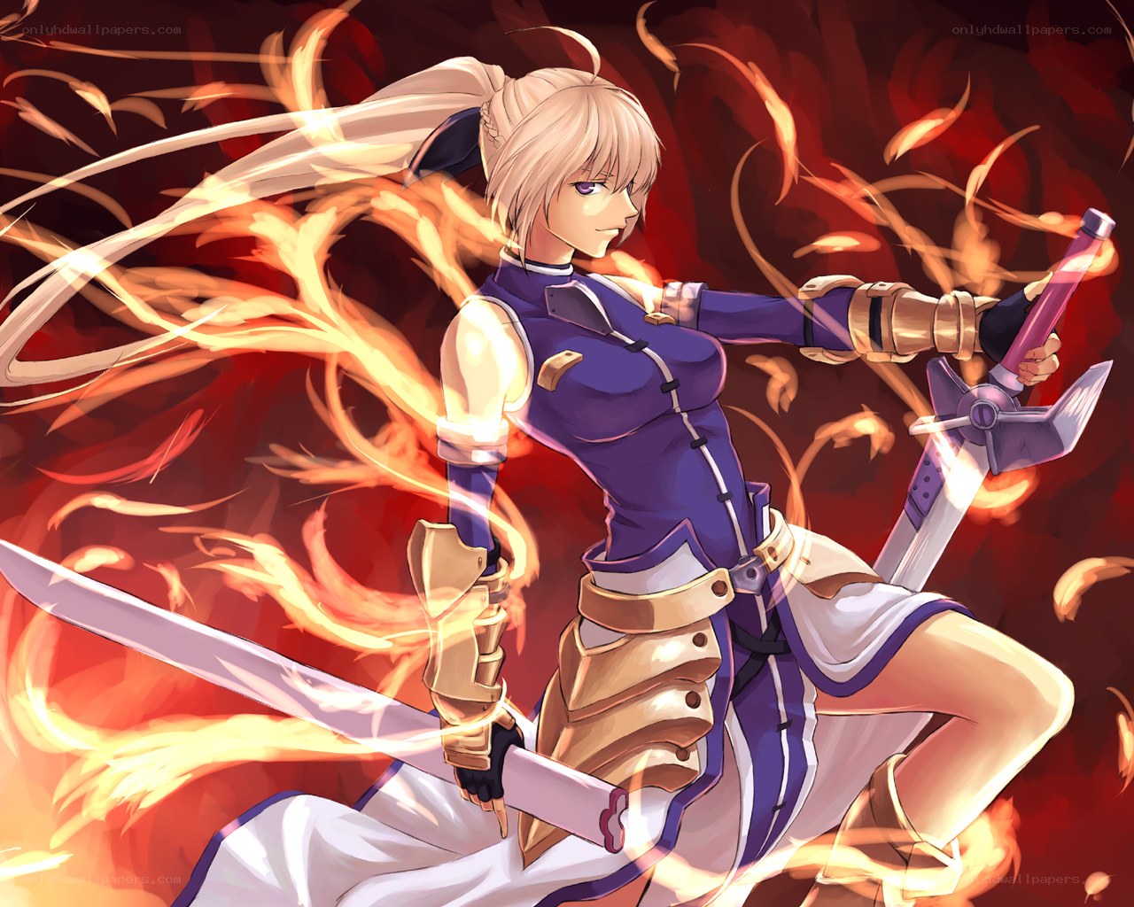 blonde warrior with swords