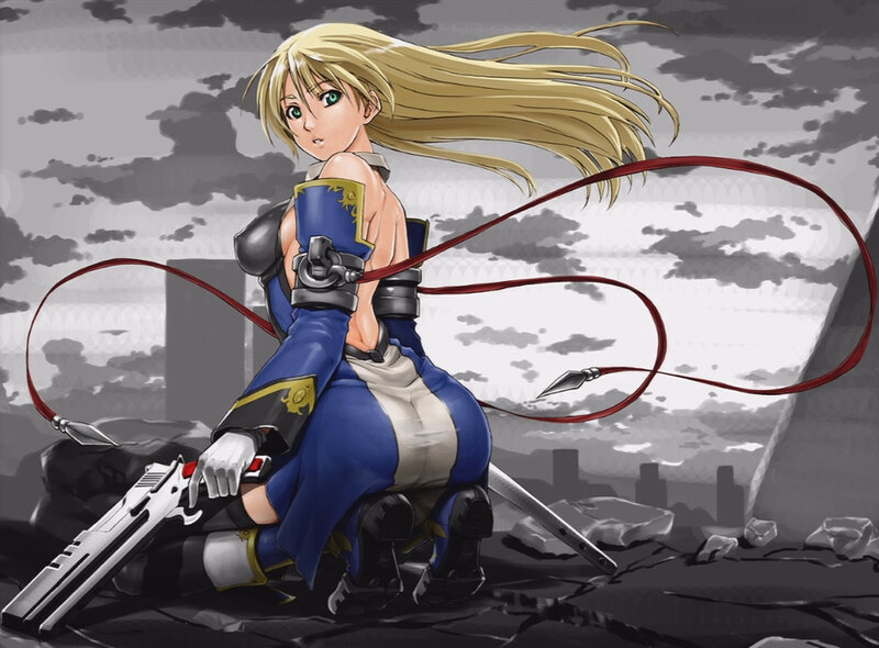 Blonde warrior with whip