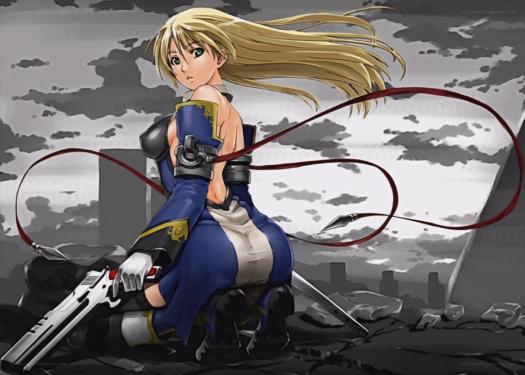 blonde warrior with whip