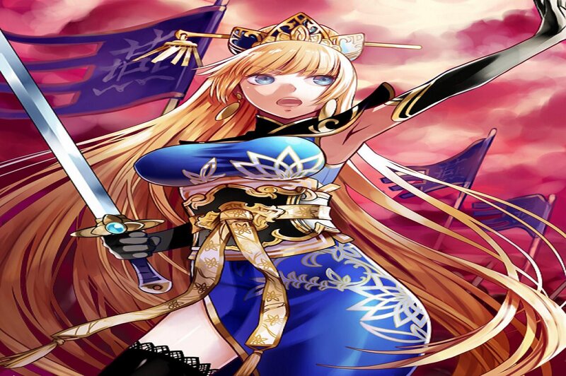 Blonde Warrior Woman — Blue, Dramatic, Sunset
