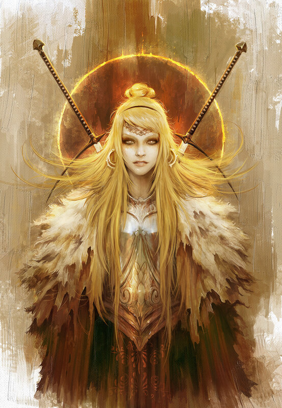 Blonde Warrior Woman — Gold, Dramatic
