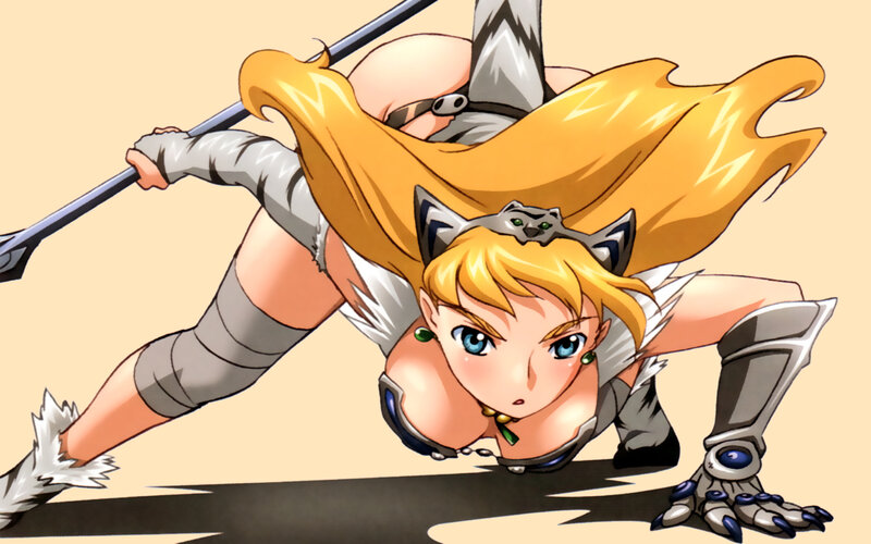 blonde warrior woman in action