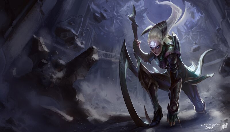 Blonde Warrior Woman — Purple, Dramatic, Digital Art, Sword, Armor, Ruins