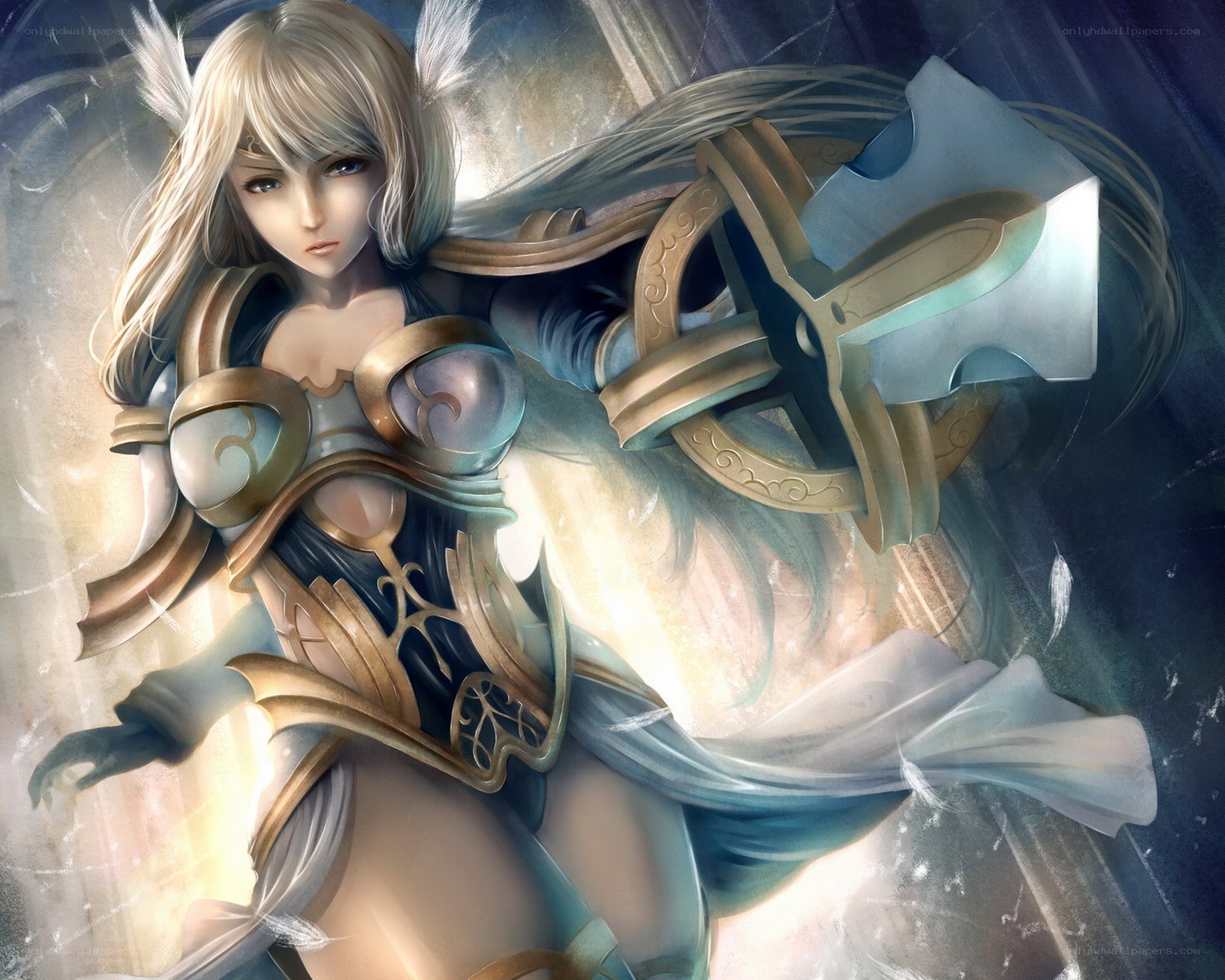 Blonde warrior woman with axe