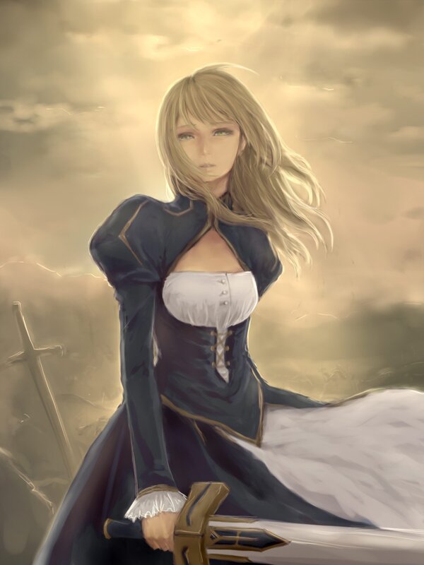 Blonde warrior woman with sword