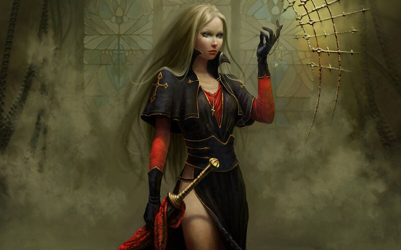 Blonde warrior woman with sword