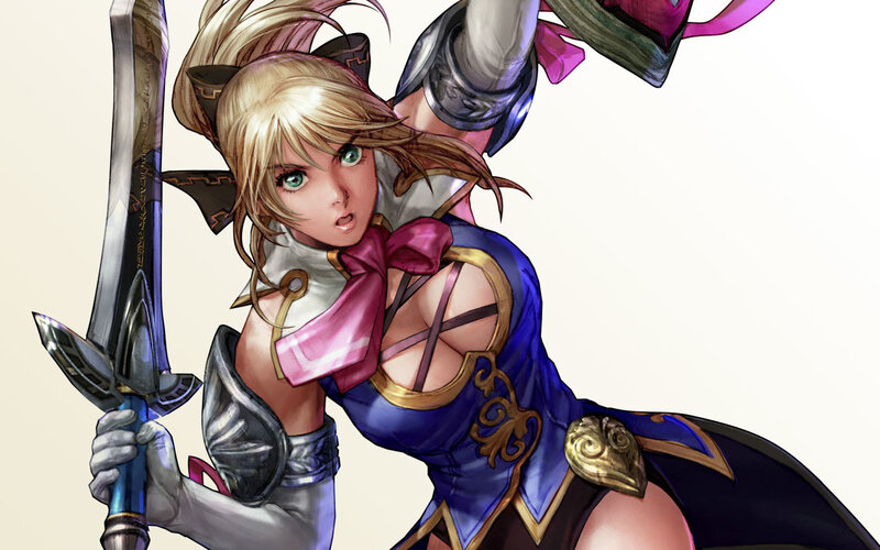 Blonde warrior woman with sword