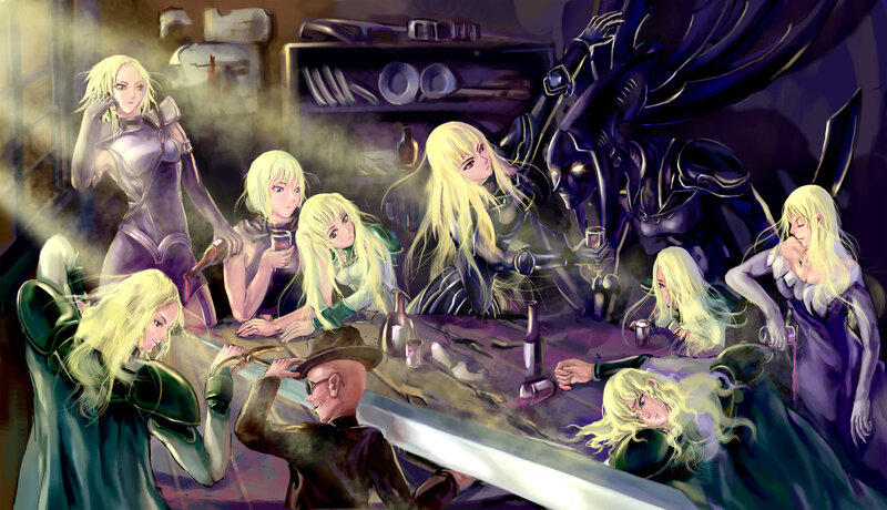 Blonde warriors in tavern