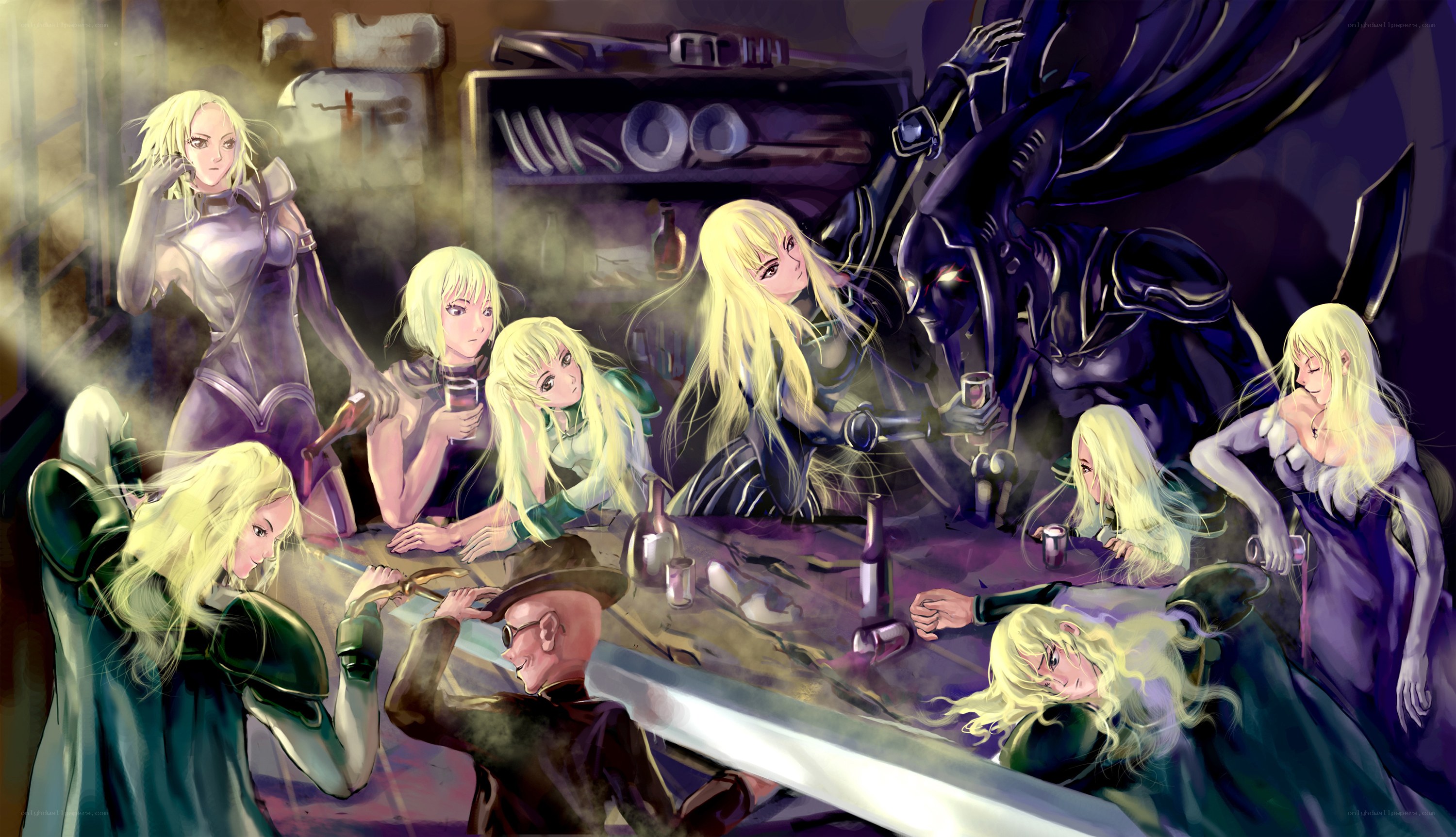 Blonde warriors in tavern