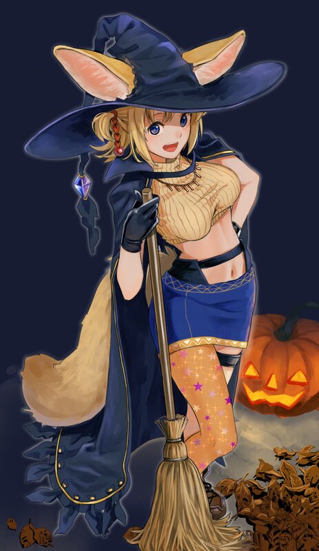 Blonde Witch Character — Blue, Festive