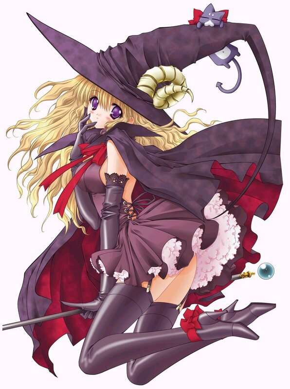 Blonde Witch Character — Purple, Playful, Anime