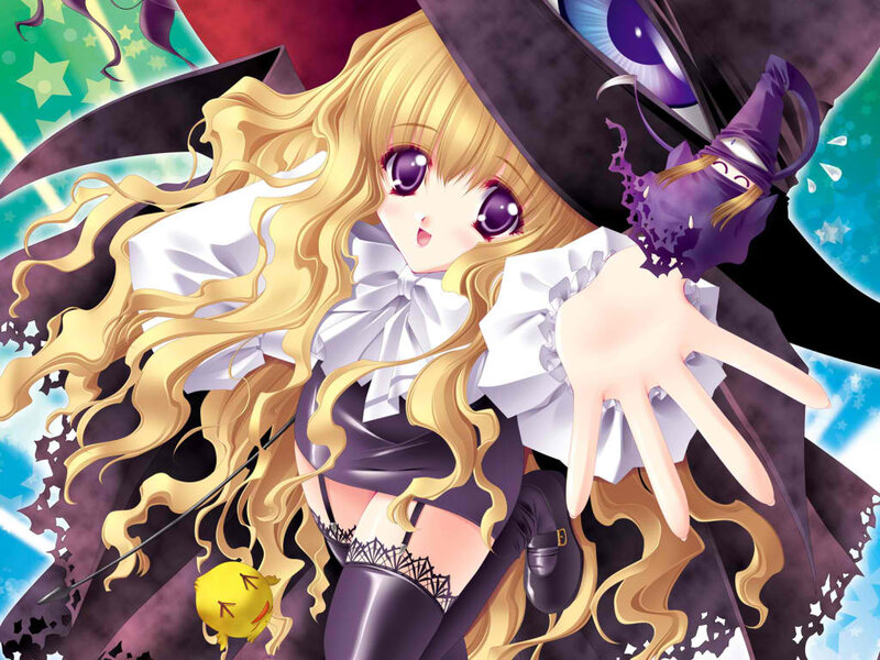 Blonde Witch Character — Purple, Playful