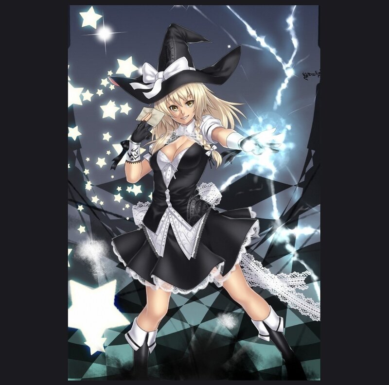 Blonde Witch in Black Dress