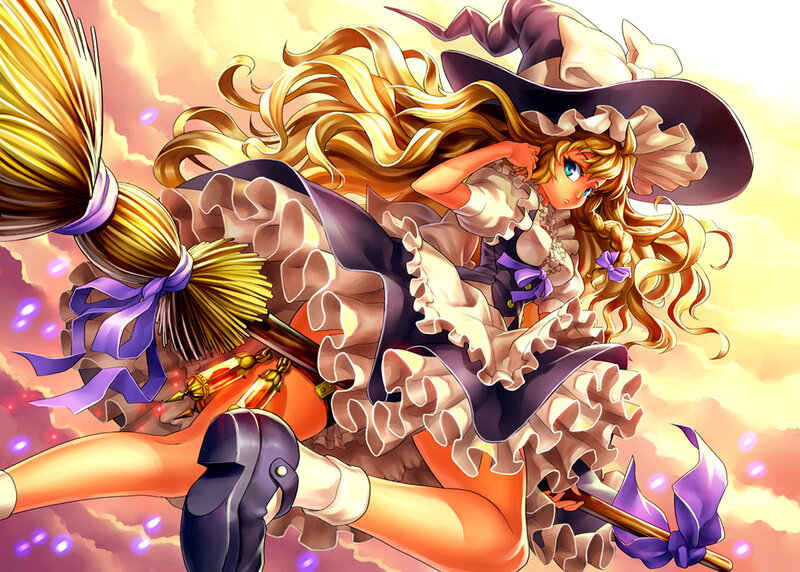 Blonde Witch on Broomstick — Yellow