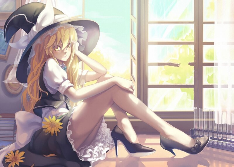 Blonde Witch Sitting — Yellow, Calm