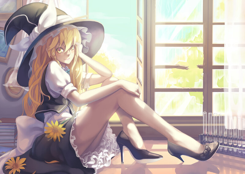 Blonde Witch Sitting — Yellow