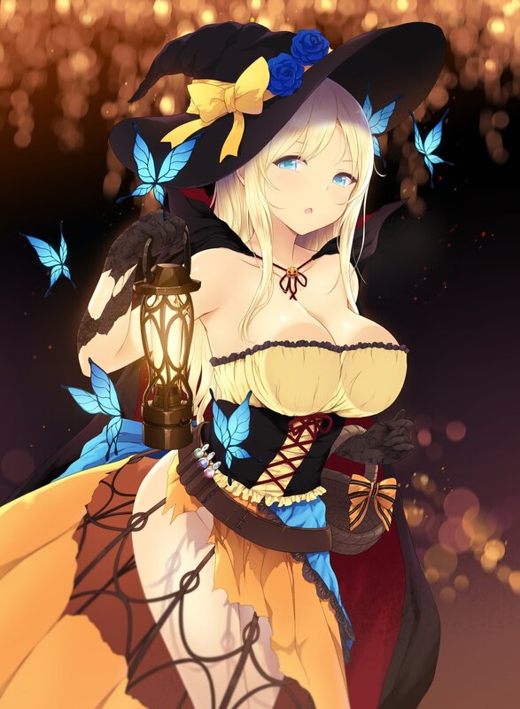 Blonde Witch with Lantern — Black