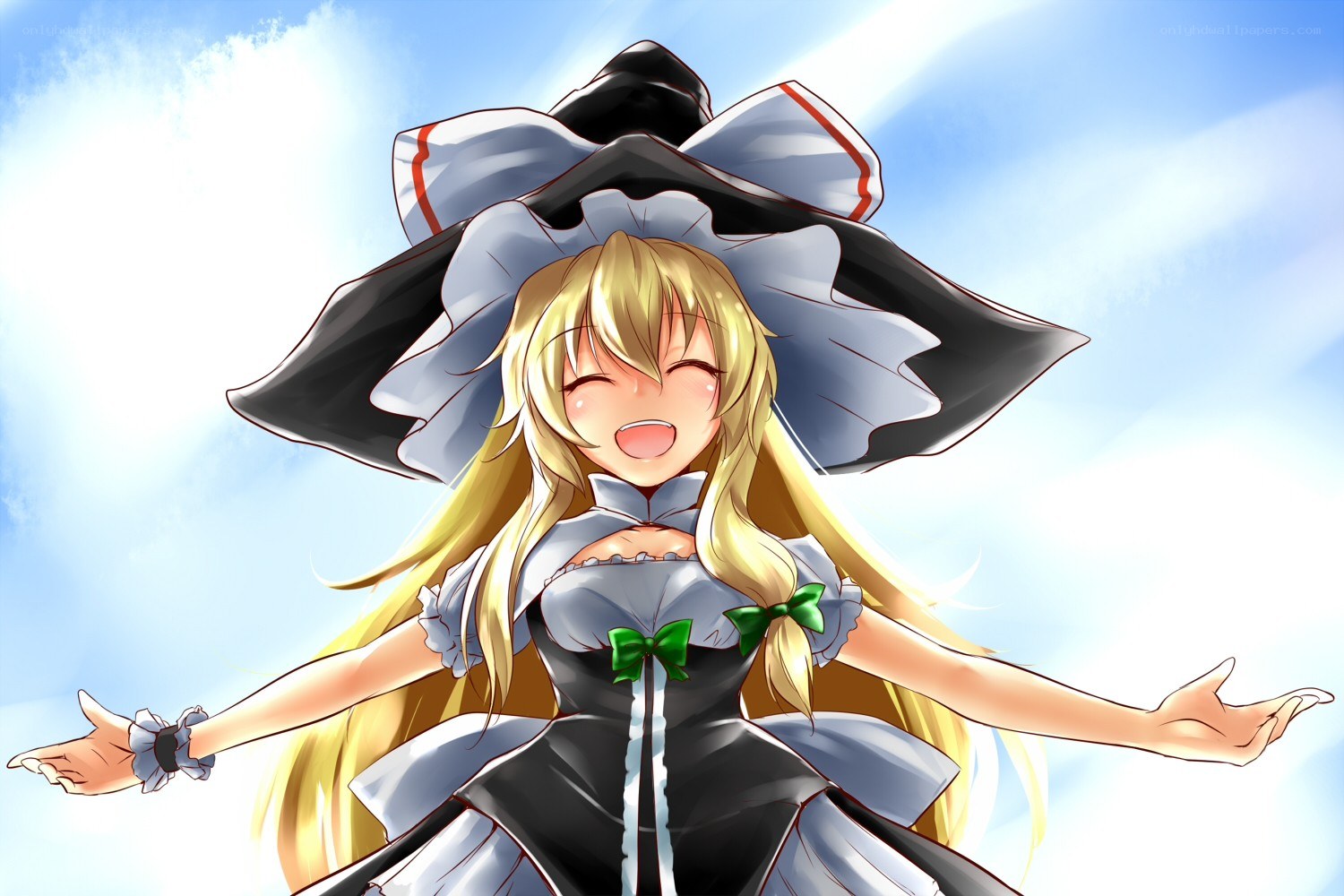 blonde witch with open arms
