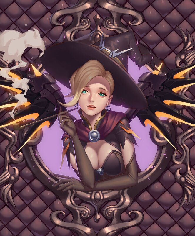 Blonde Witch with Staff — Purple, Dramatic