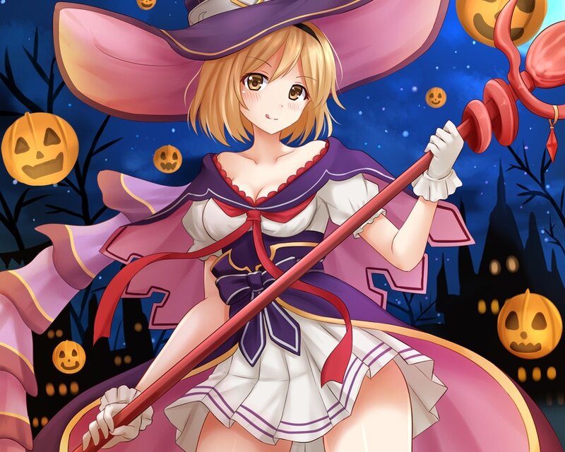 Blonde Witch with Staff — Purple, Festive