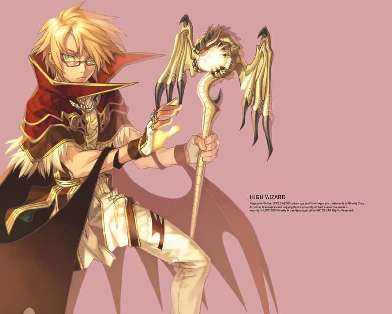 Blonde Wizard with Staff — Pink, Dramatic